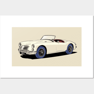 Classic MG MGA Roadster in white Posters and Art